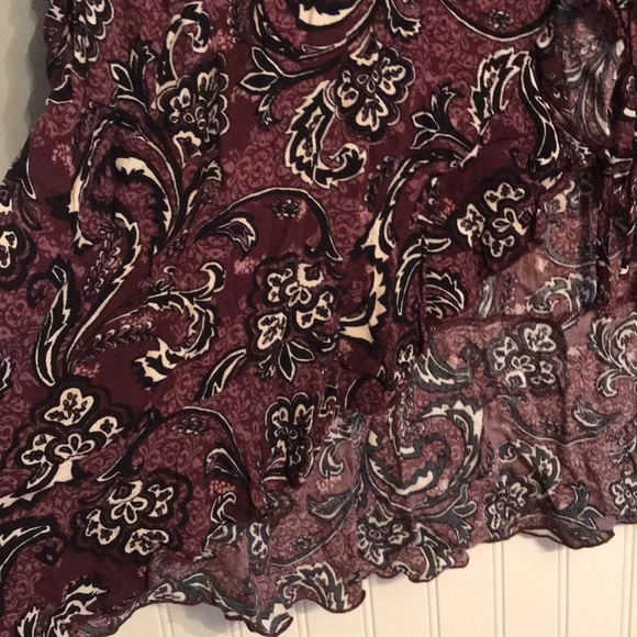 Open front tie purple print ruffle top NWT - Picture 5 of 8